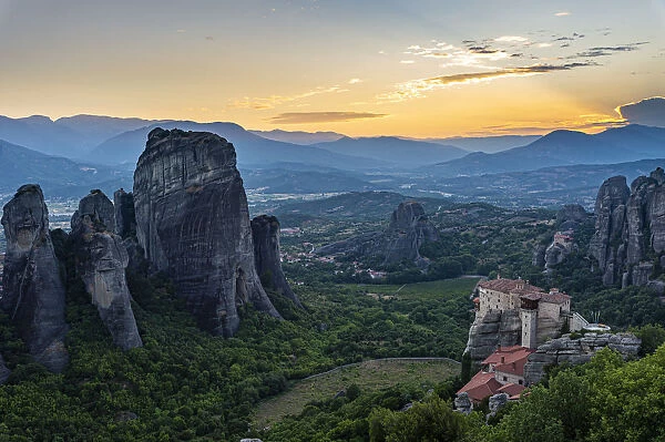Holy Monastery of St. Nicholas Anapafsas at sunset, UNESCO World Heritage Site
