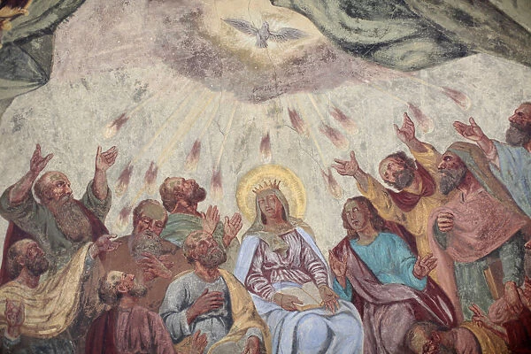 Holy Spirit fresco in Loreto church, Prague, Czech Republic, Europe