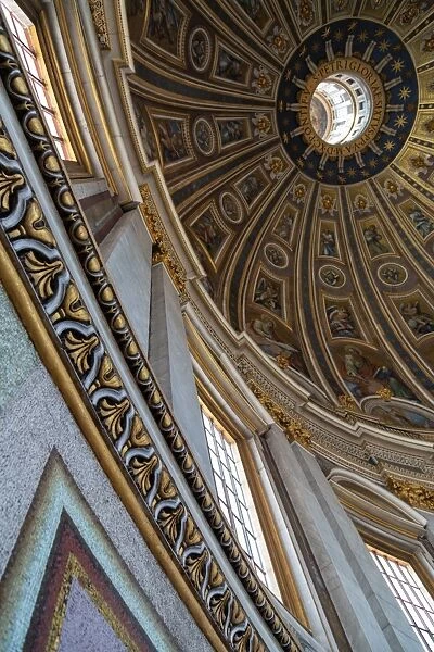 Interior of the dome of St. Peters Basilica, UNESCO World Heritage Site, Vatican, Rome, Lazio, Italy, Europe