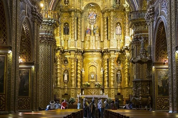 Interior of Iglesia de la Compania de Jesus, UNESCO World Heritage Site, Quito, Ecuador