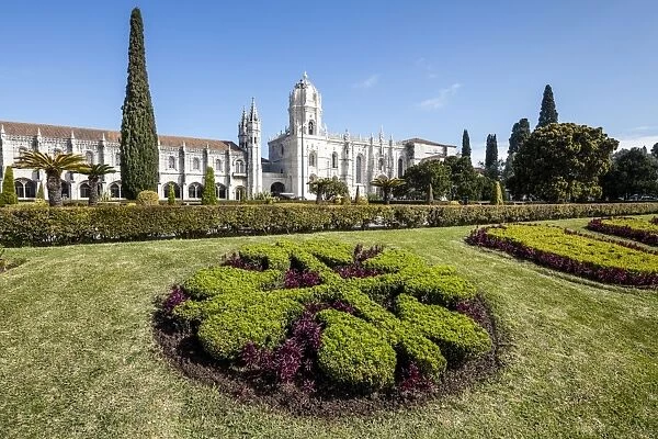 Jeronimos Monastery with late Gothic architecture, UNESCO World Heritage Site, surrounded
