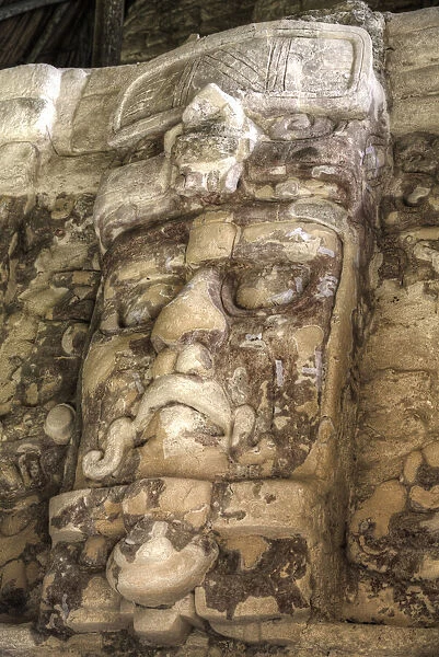 Kinich Ahau, Stone Sun Faces, Mayan Ruins, Kohunlich Archaeological Zone, Quintana Roo, Mexico, North America