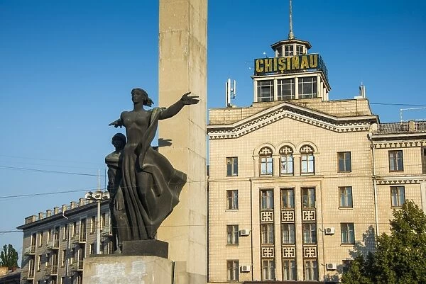 Liberty Monument at Liberty Square in Chisinau capital of Moldova, Eastern Europe