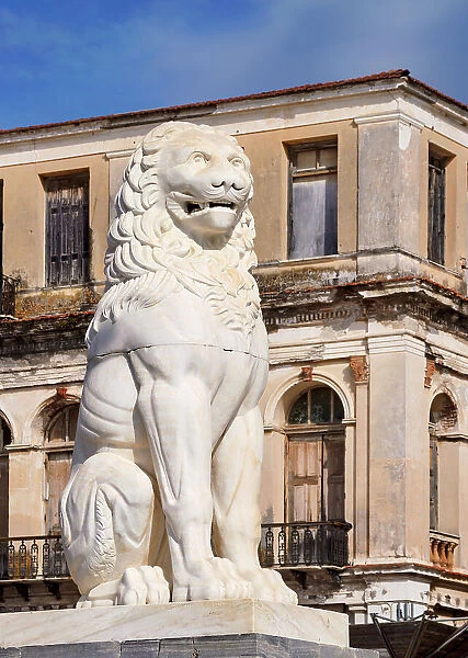 Lion Statue at Pythagora Main Square, Samos Town, Samos Island, North Aegean, Greek Islands, Greece, Europe