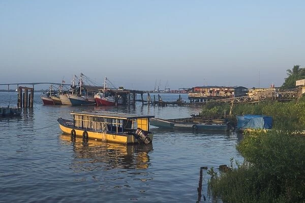 Little fishing boats on the Suriname River, Paramaribo, Surinam, South America