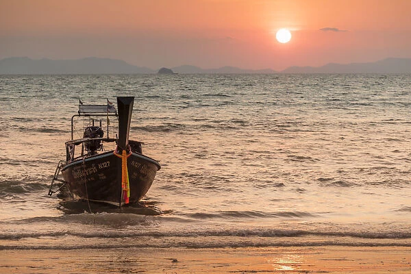 Longtail boat at West Rai Leh Beach, Railay Peninsula, Krabi Province, Thailand