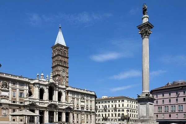 Marian Column and Basilica Santa Maria Maggiore, Rome, Lazio, Italy, Europe