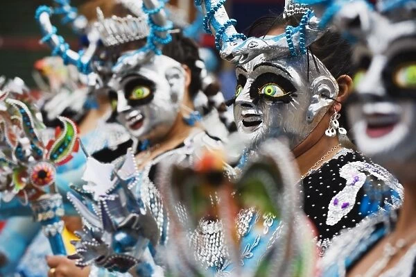 Masked performers in a parade at Oruro Carnival, Oruro, Bolivia, South America