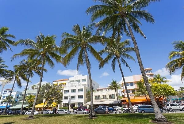 Ocean Drive and Art Deco architecture, Miami Beach, Miami, Florida, United States of America