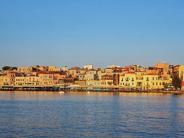 Old Town Waterfront at sunrise, City of Chania, Crete, Greek Islands, Greece, Europe