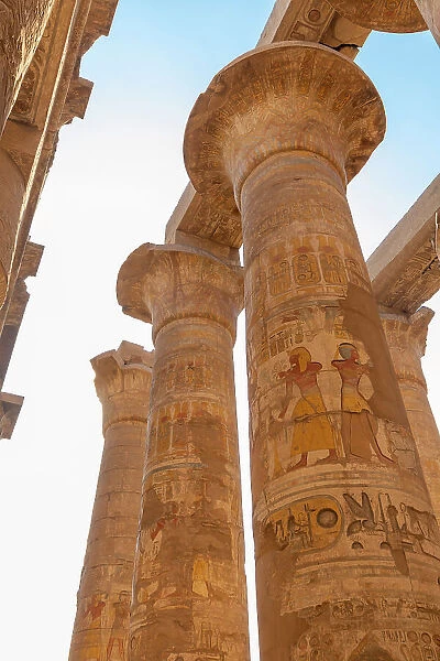 Pillars of the Great Hypostyle Hall at Karnak Temple, Luxor, Thebes, UNESCO World Heritage Site, Egypt, North Africa, Africa