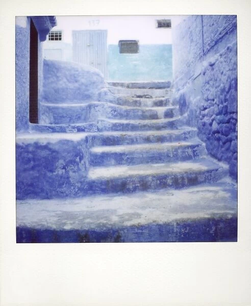 Polaroid of traditional bluewashed steps