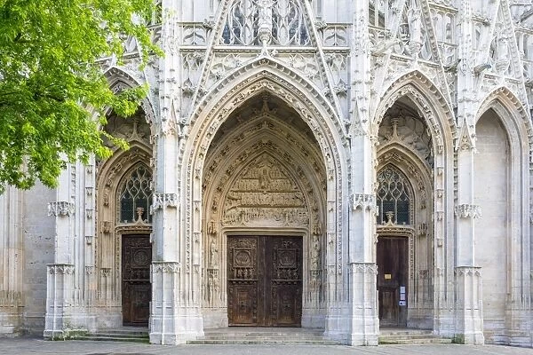 Front portal entrance to Eglise Saint-Maclou church, Rouen, Seine-Maritime Department