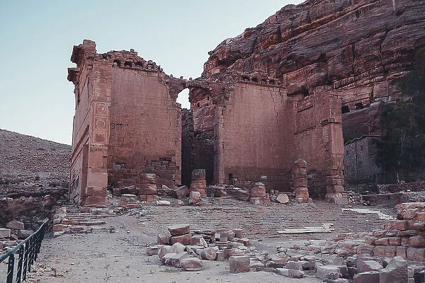 Qasr al-Bint temple inside the ancient Nabatean city, Petra, UNESCO World Heritage Site, Jordan, Middle East