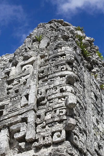Rain God Chac Masks, Structure XX, Mayan Ruins, Chicanna Archaeological Zone, Campeche State, Mexico, North America