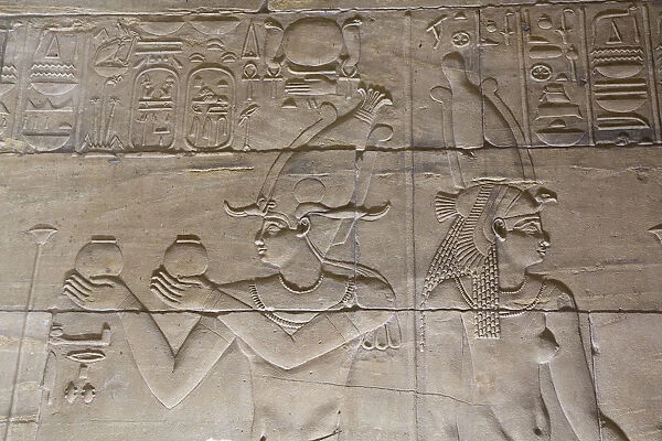Reliefs in the Sanctuary, Temple of Isis, UNESCO World Heritage Site, Philae Island