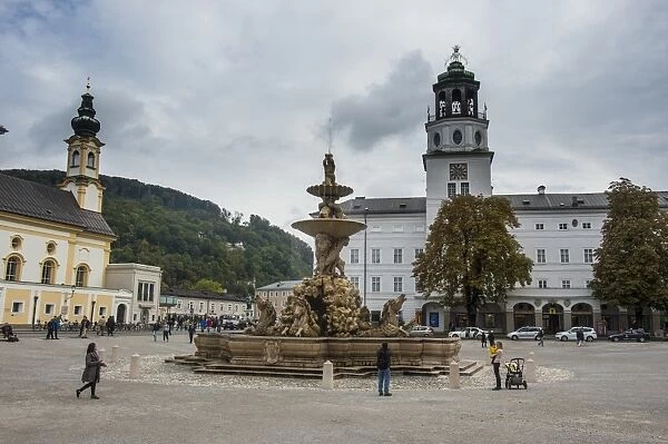 Residence Square in the historic heart of Salzburg, Austria, Europe