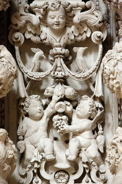 Sculptures in Sant Irene church, Lecce, Apulia, Italy, Europe