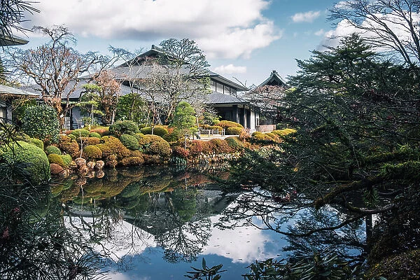 Shiunkaku Buddhist Temple's garden and Rin-no-ji Treasure House with autumn colors in Nikko, Honshu, Japan, Asia