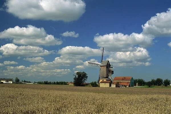 Site of oldest windmill in Europe, Hondschoote, Flanders, Nord, France, Europe