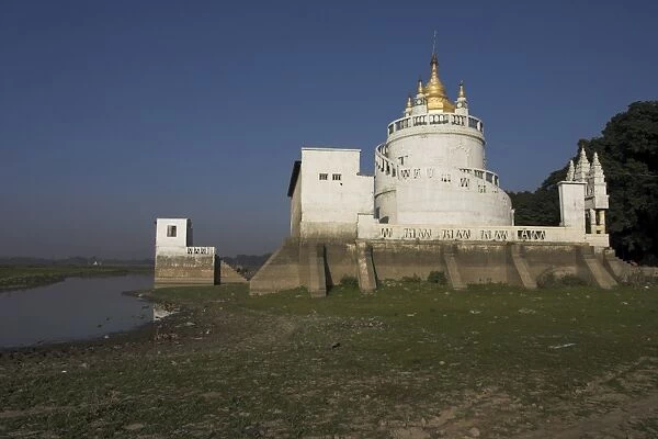 Spiral temple on Taungthaman Lake near U Beins Bridge, Mandalay, Myanmar (Burma)