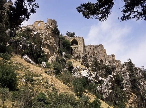 St. Hilarion castle perched upon one of the highest peaks of the Kyrenia chain