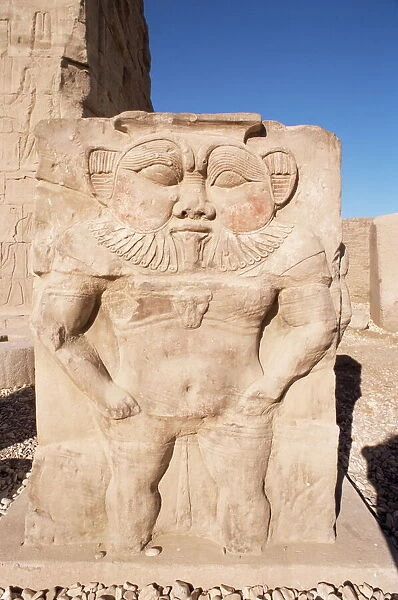 Statue of the ancient Egyptian god Bes, Temple at Dendera, Egypt, North Africa, Africa