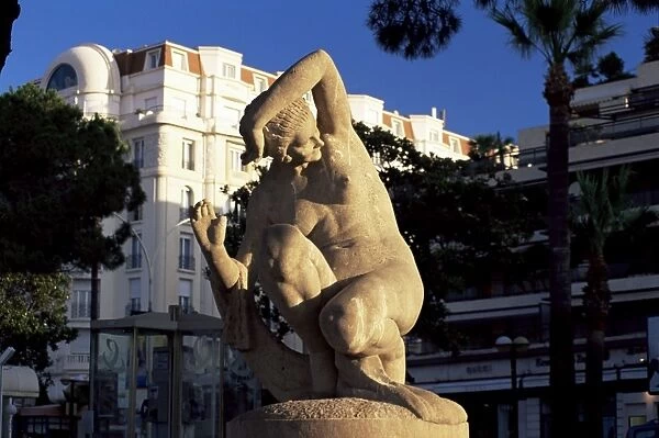 Stone sculpture on the Bouevard de la Croisette, Cannes, Alpes-Maritimes