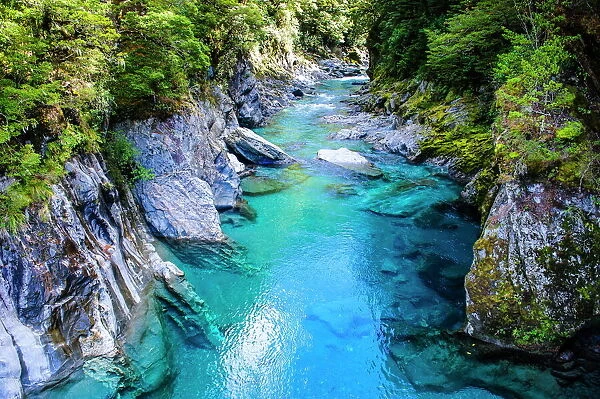 The stunning Blue Pools, Hst Pass, South Island, New Zealand, Pacific