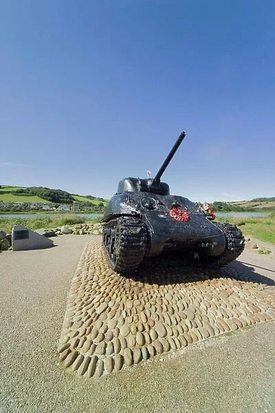 Tank commemorating D-Day rehearsals, Slapton Sands, Slapton Ley, South Hams
