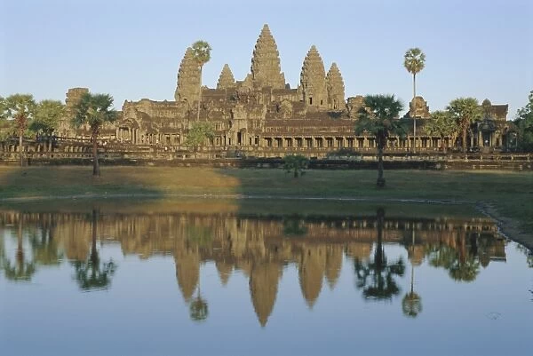 The Temple of Angkor Wat reflected in the lake, Angkor, Siem Reap, Cambodia