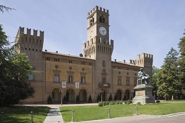 The Town Hall and statue of the composer Verdi, who lived in the town in 1824