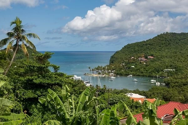 The tropical and very sheltered Marigot Bay, St. Lucia, Windward Islands, West Indies Caribbean