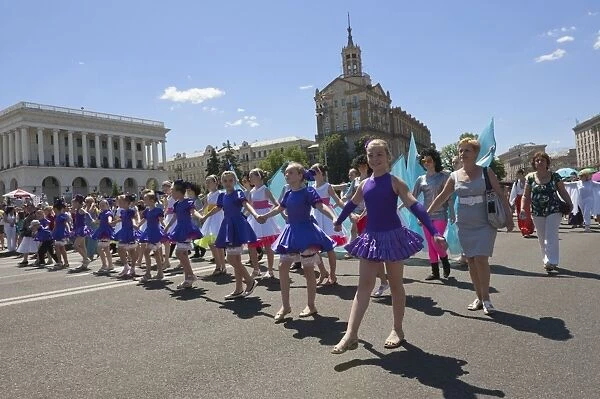 Ukrainian Childrens Day Parade in Khreschatyk Street, Kiev, Ukraine, Europe