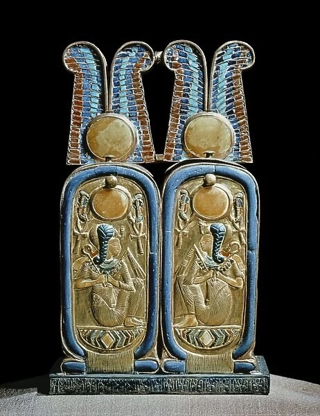 Unguent box in the shape of a double cartouche, from the tomb of the pharaoh Tutankhamun