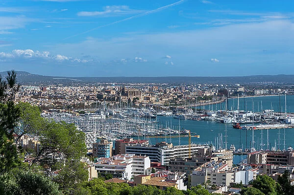 View from Bellver Castle over Palma, Mallorca, Balearic islands, Spain, Mediterranean, Europe