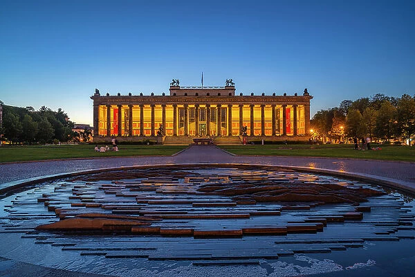 View of Neues Museum viewed from Lustgarten at dusk, Berlin, Germany, Europe