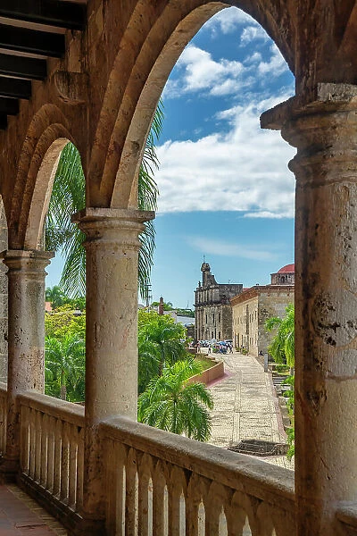 View of Pantheon of the Fatherland from Alcazar de Colon, UNESCO World Heritage Site, Santo Domingo, Dominican Republic, West Indies, Caribbean, Central America