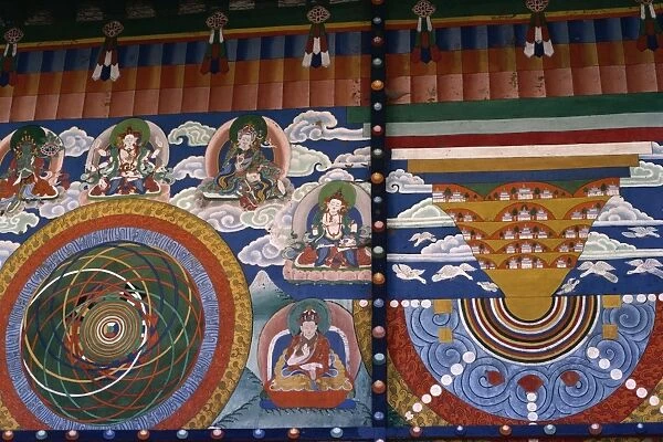 Wall painting, Punakha Dzong, Bhutan, Asia