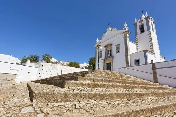 Wide angle shot of Matriz Church of Estoi, Algarve, Portugal, Europe