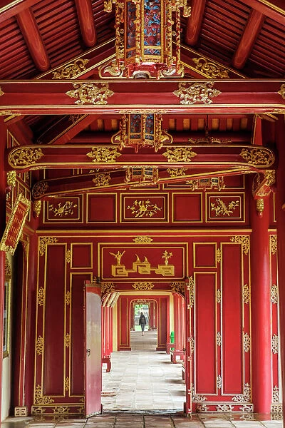 Wooden covered walkways in the Hue Imperial City (Citadel), UNESCO World Heritage Site