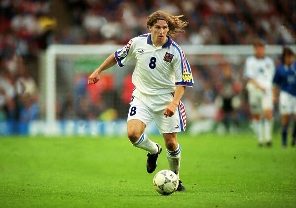 Karel Poborski of the Czech Republic on the ball at Euro 96