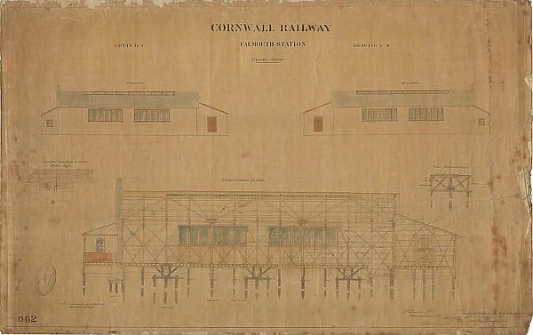Cornwall Railway - Falmouth Goods Shed Elevations and Longitudinal Section