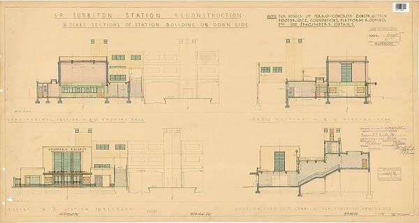 S. R. Surbiton Station Reconstruction - 1  /  8 scale sections of station buildings on down side [1936]