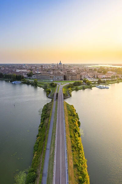 Aerial view of Mantua, Lombardy, Italy, Europe