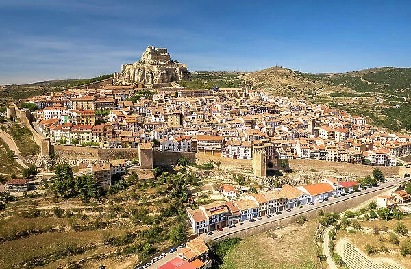 Aerial view of Morella, Valencian Community, Spain