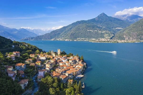 Aerial view of Rezzonico, Province of Como, Como Lake, Italy, Europe