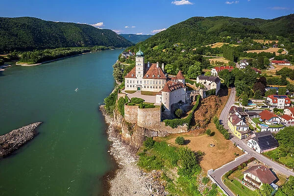 Aerial view of Schloss Schonbuhel castle, Schonbuhel-Aggsbach, Lower Austria, Austria