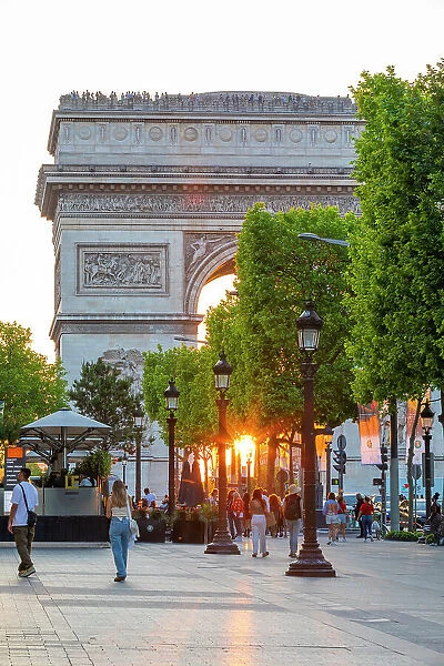 Arc De Triomphe at Sunset, Paris, France
