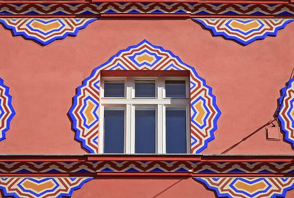 Art Nouveau facade of Co-operative Bank building in Ljubljana, Slovenia